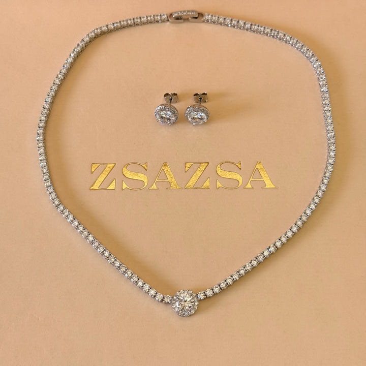 Round simple zircone silver set