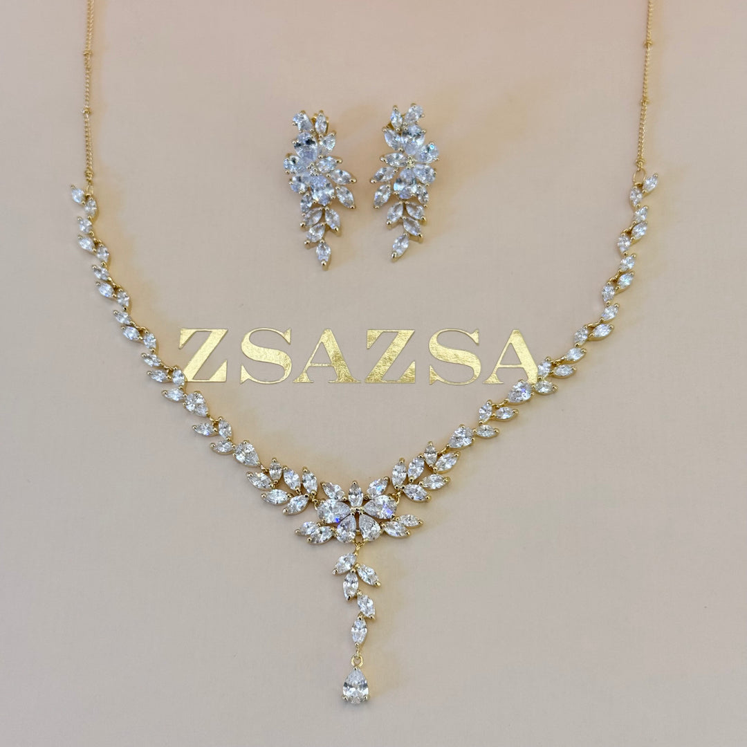 Marquise zircone gold plated set