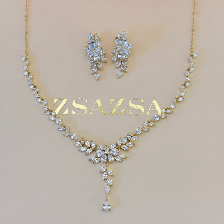 Marquise zircone gold plated set