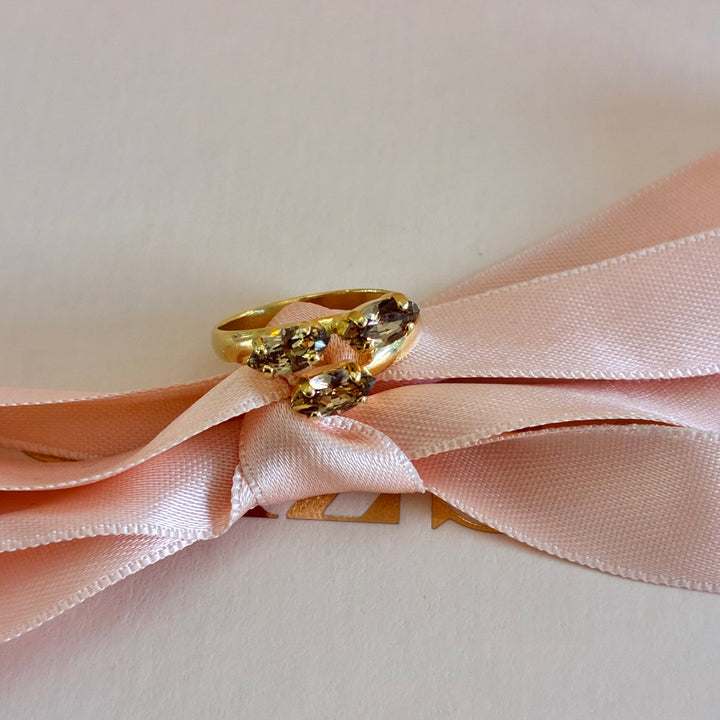 Bronze marquise Swarovski crystals ring