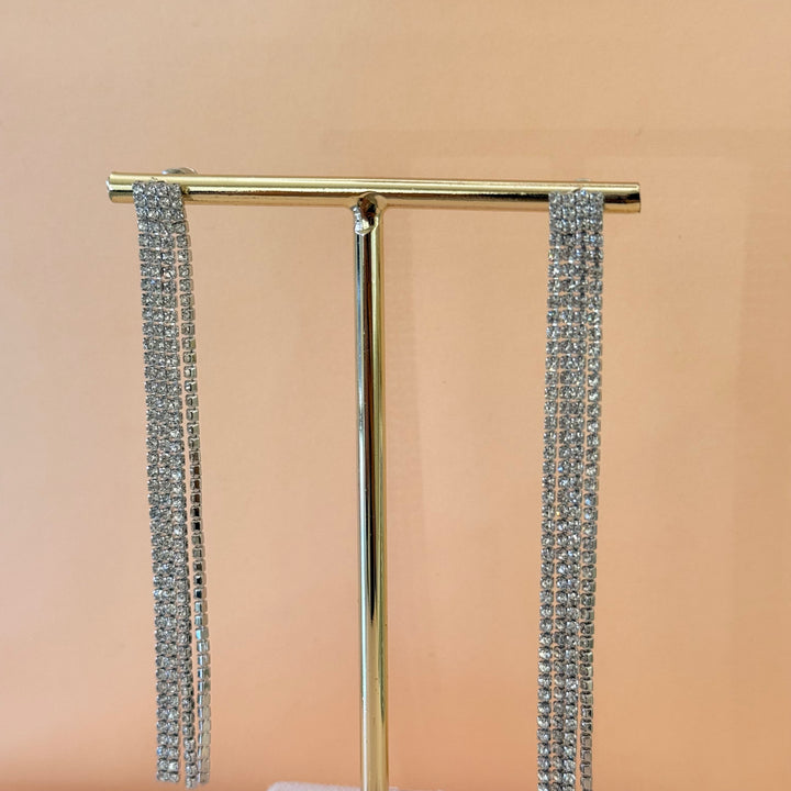 4 fringe zircone silver earrings