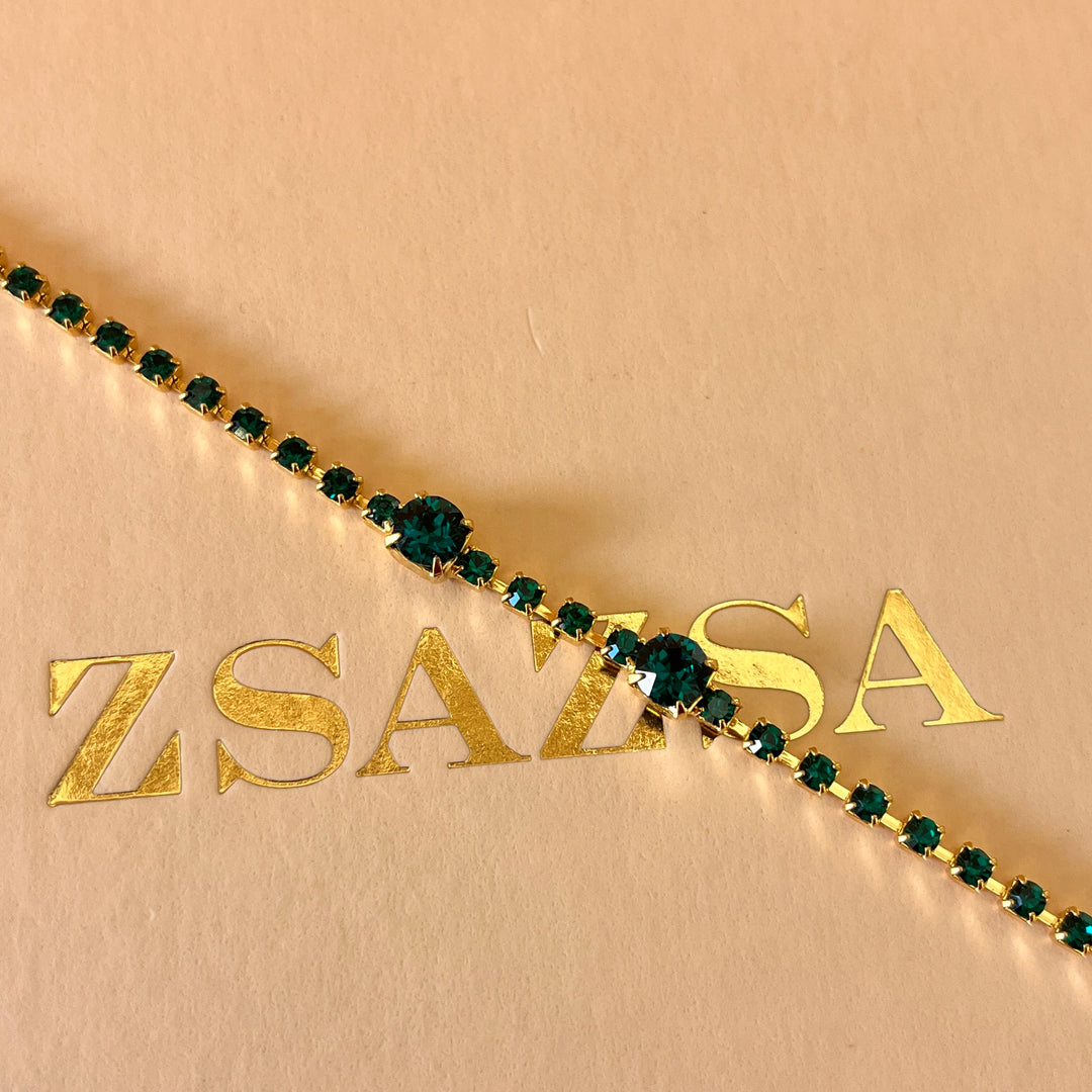 Dark green preciosa crystals bracelet