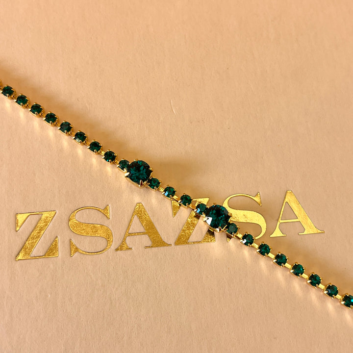 Dark green preciosa crystals bracelet