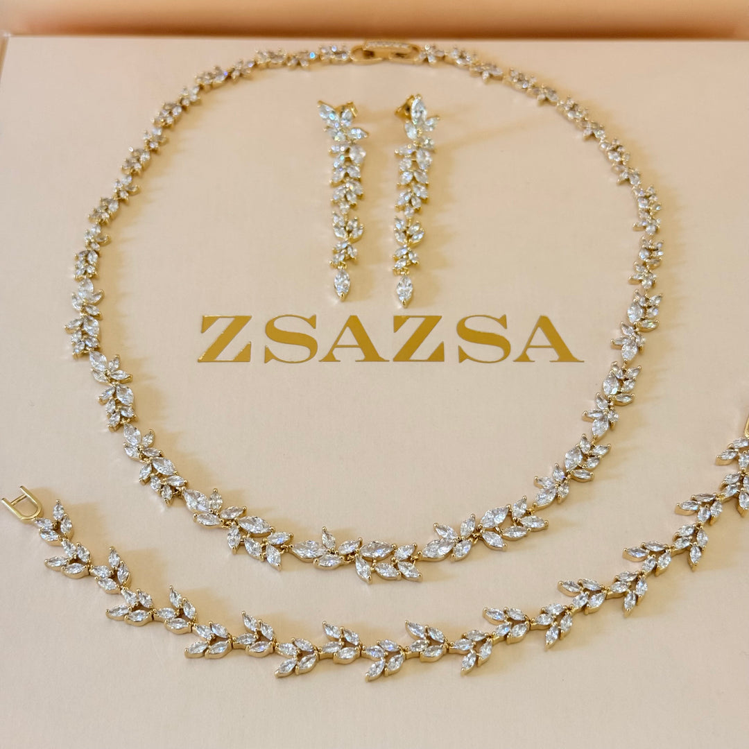 Marquise zircone gold plated set