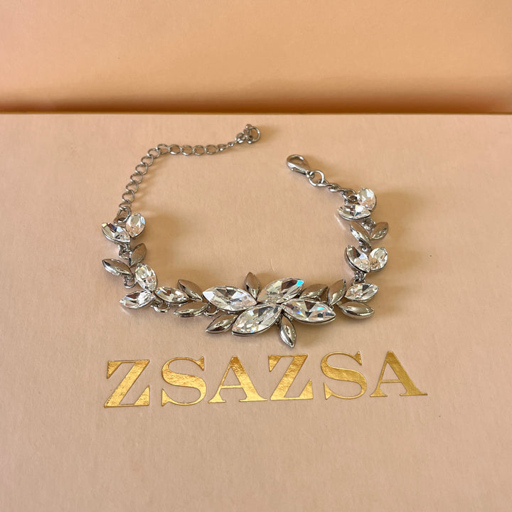 Swarovski crystal marquise white gold plated bracelet