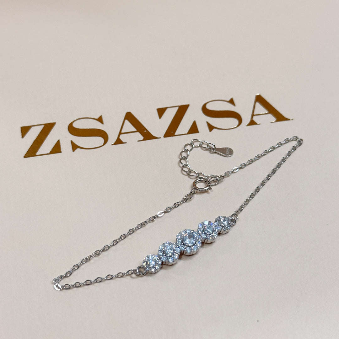 Dainty flower zircone sterling silver bracelet