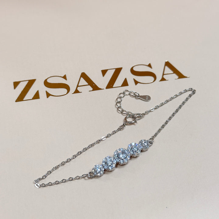 Dainty flower zircone sterling silver bracelet