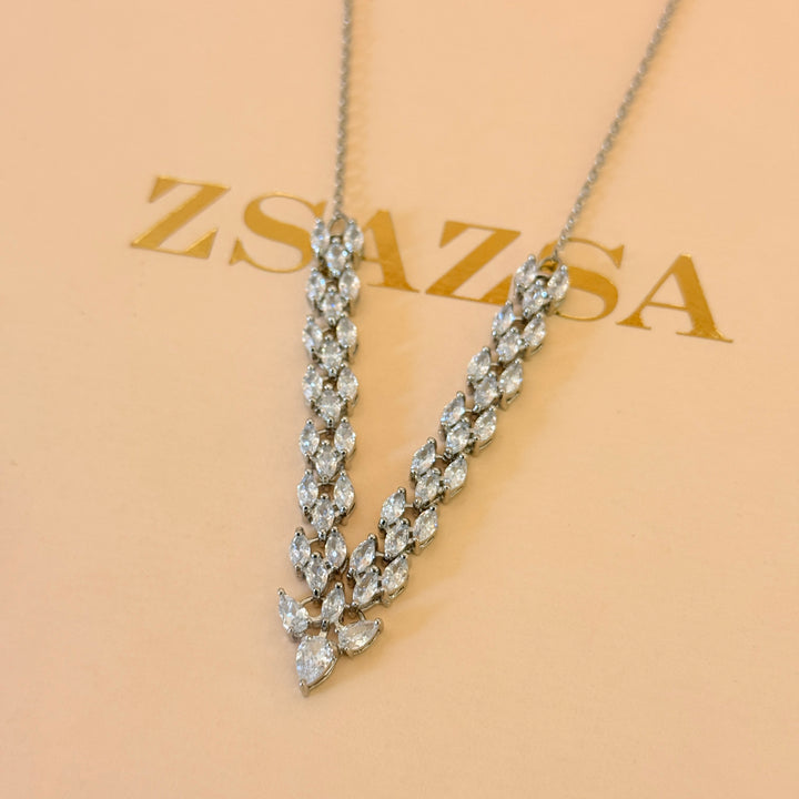 Marquise zircone silver necklace