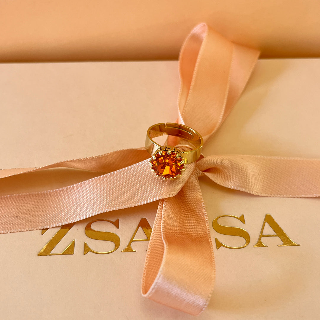 Orange Swarovski crystals pendant and ring