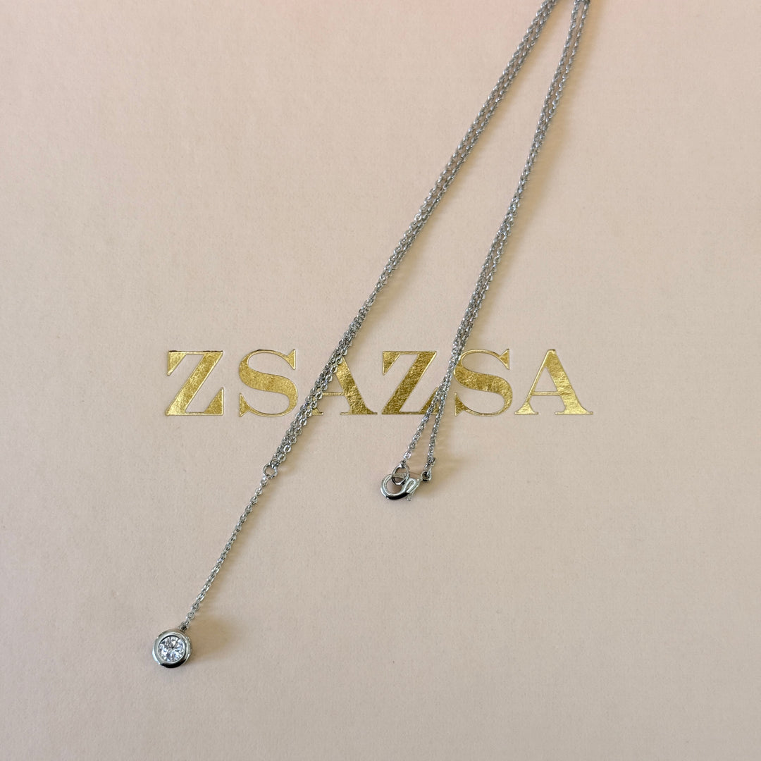 Solitaire zircone silver pendant