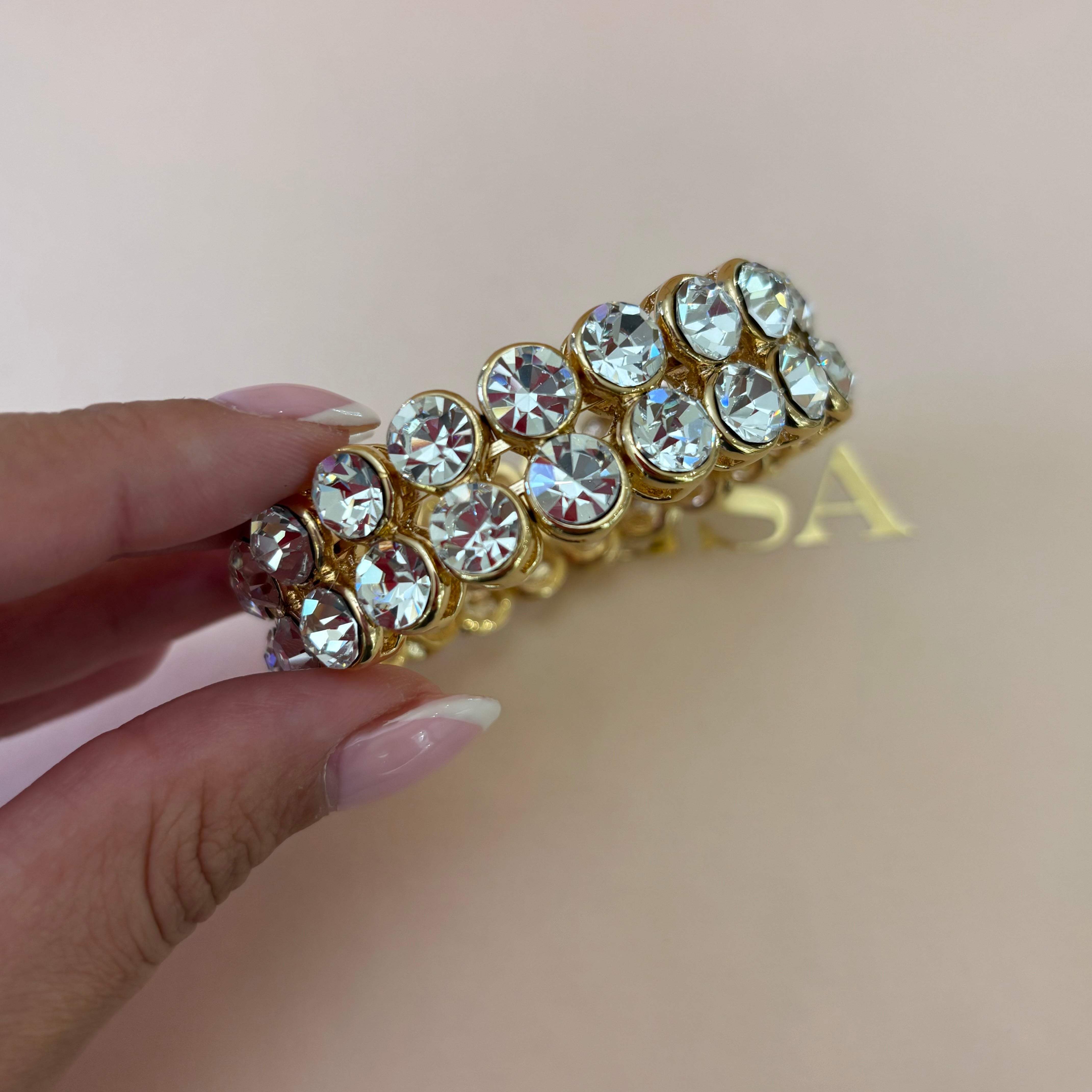 2 rows rhinestone bangle