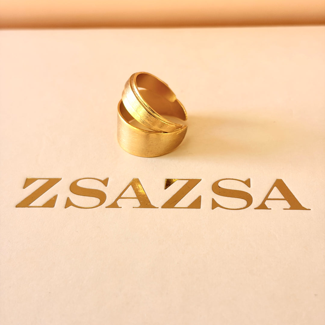 Handmade Wide Band Ring | Gold Plated | ZsaZsa
