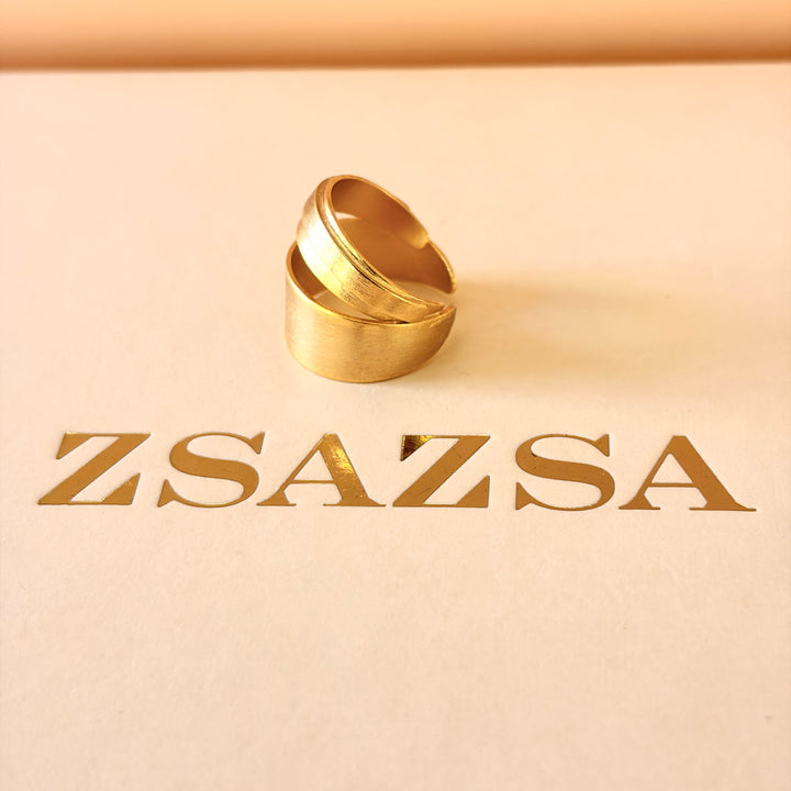 Handmade Wide Band Ring | Gold Plated | ZsaZsa