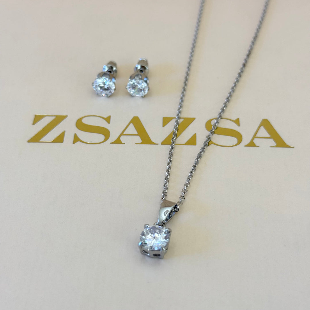 Solitaire zircone silver set