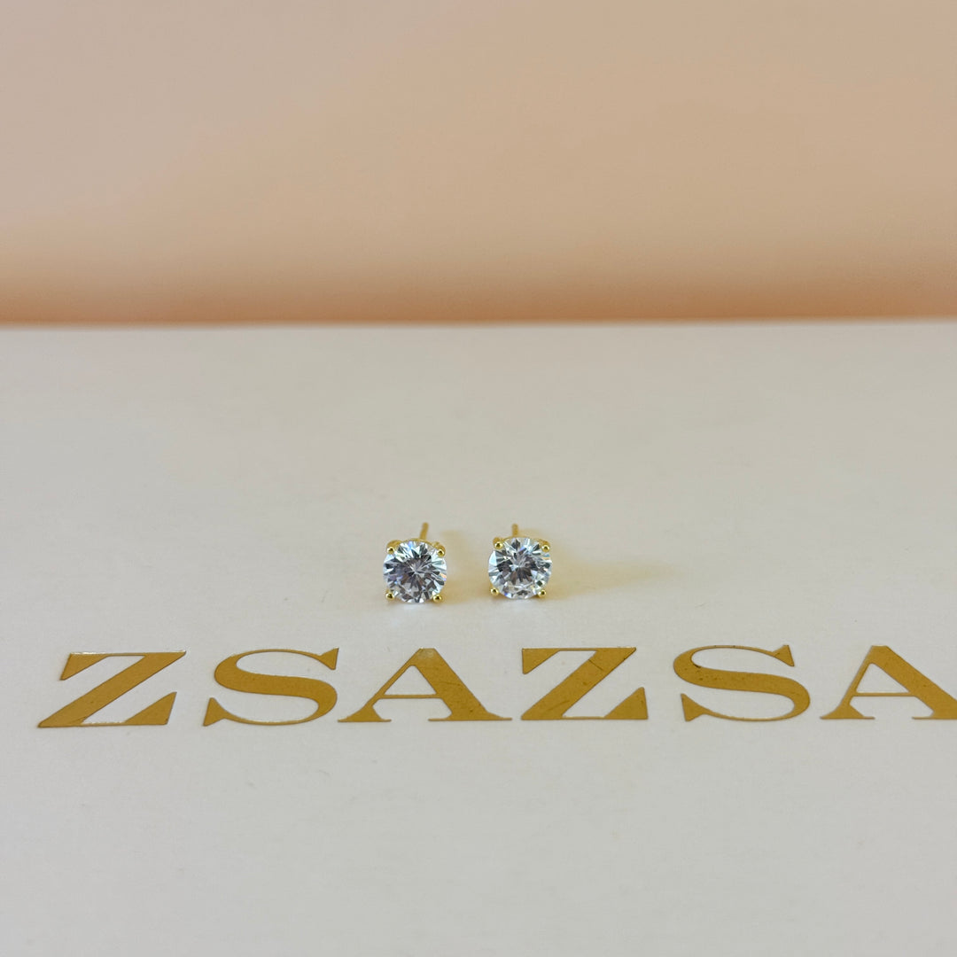 Solitaire zircone sterling silver gold plated set