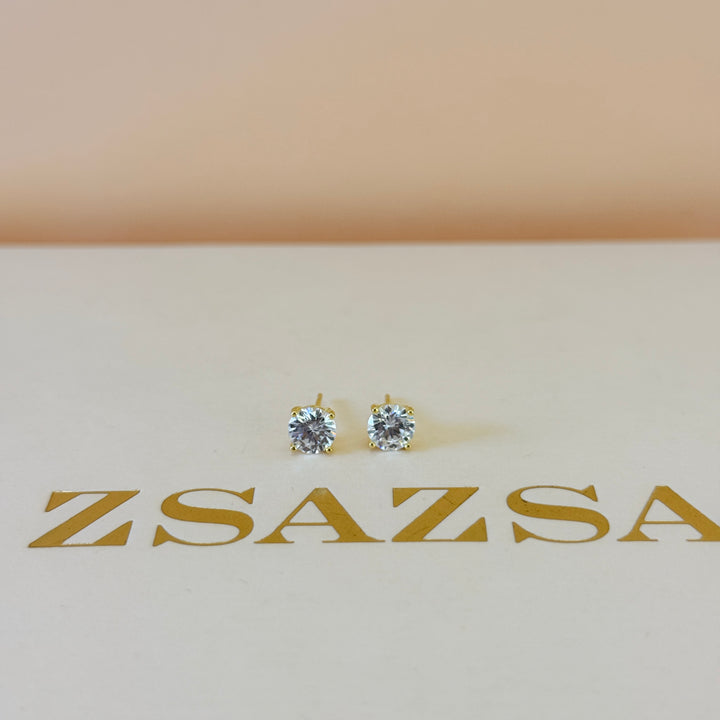 Solitaire zircone sterling silver gold plated set