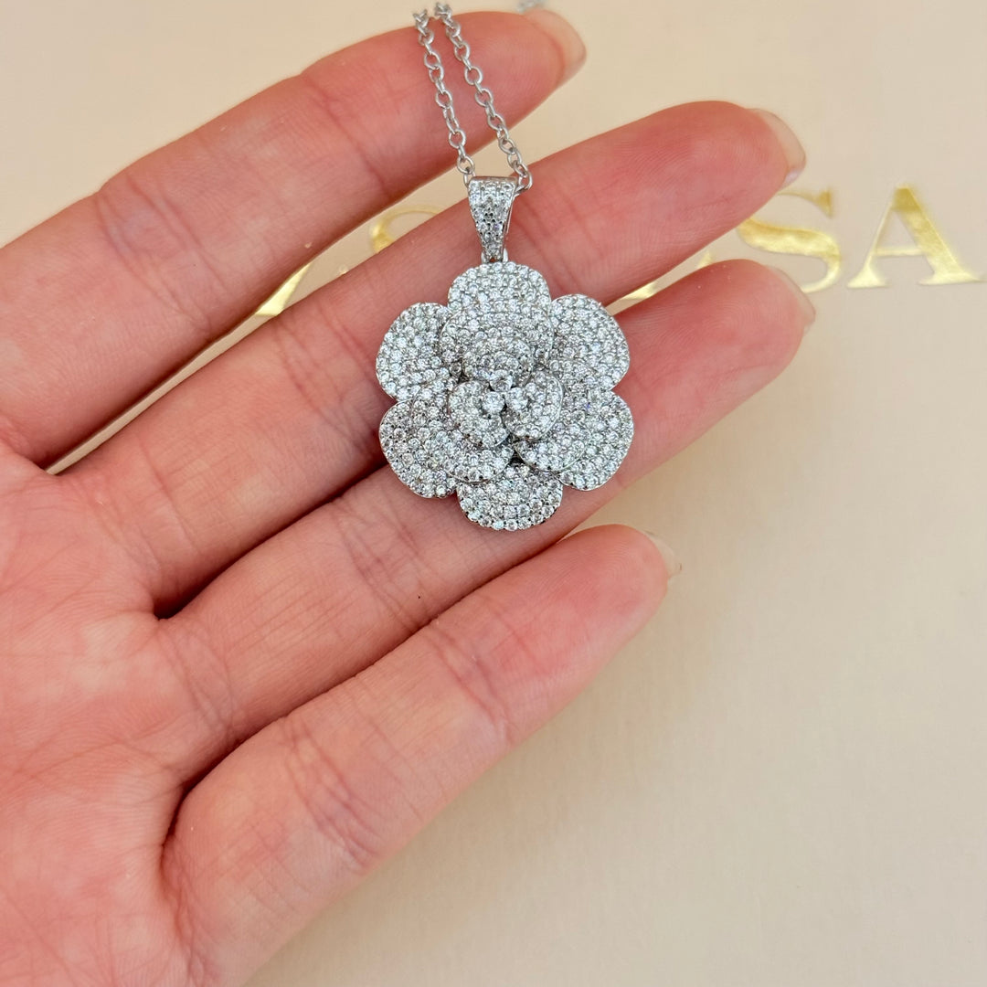 Rosette zircone silver set