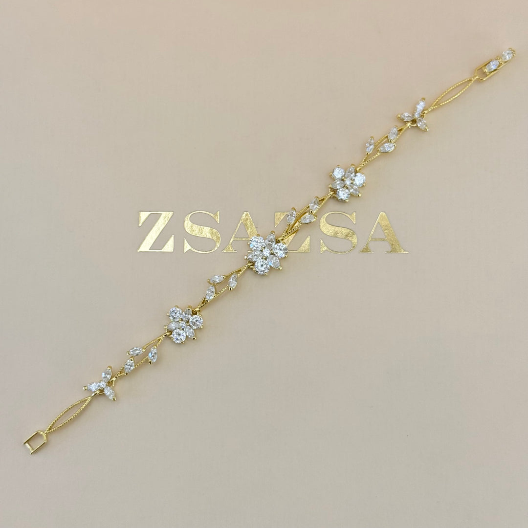 Flower zircone gold plated set