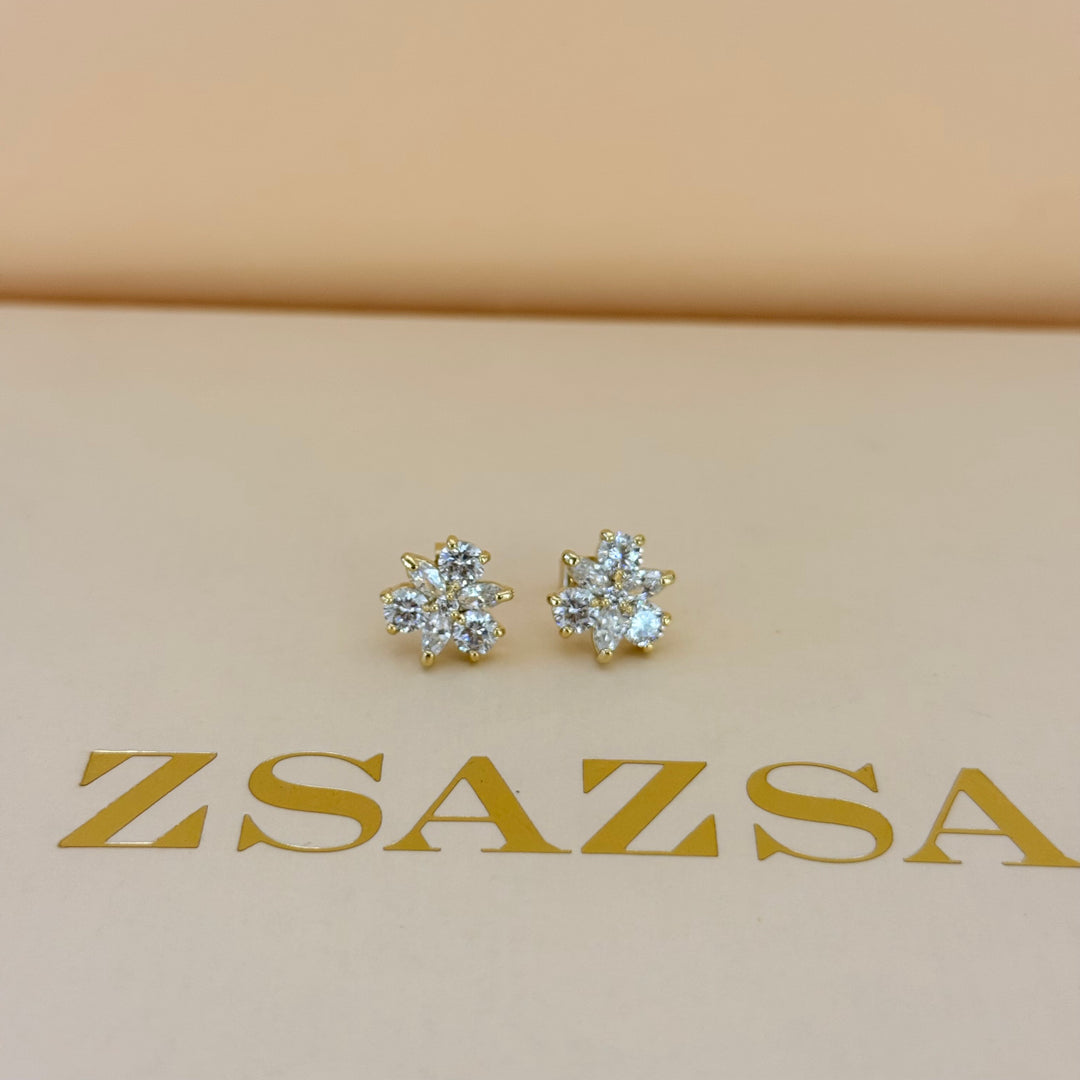 Flower zircone gold plated set