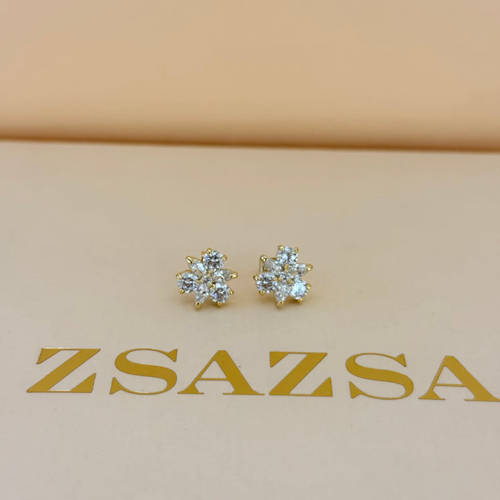 Flower zircone gold plated set