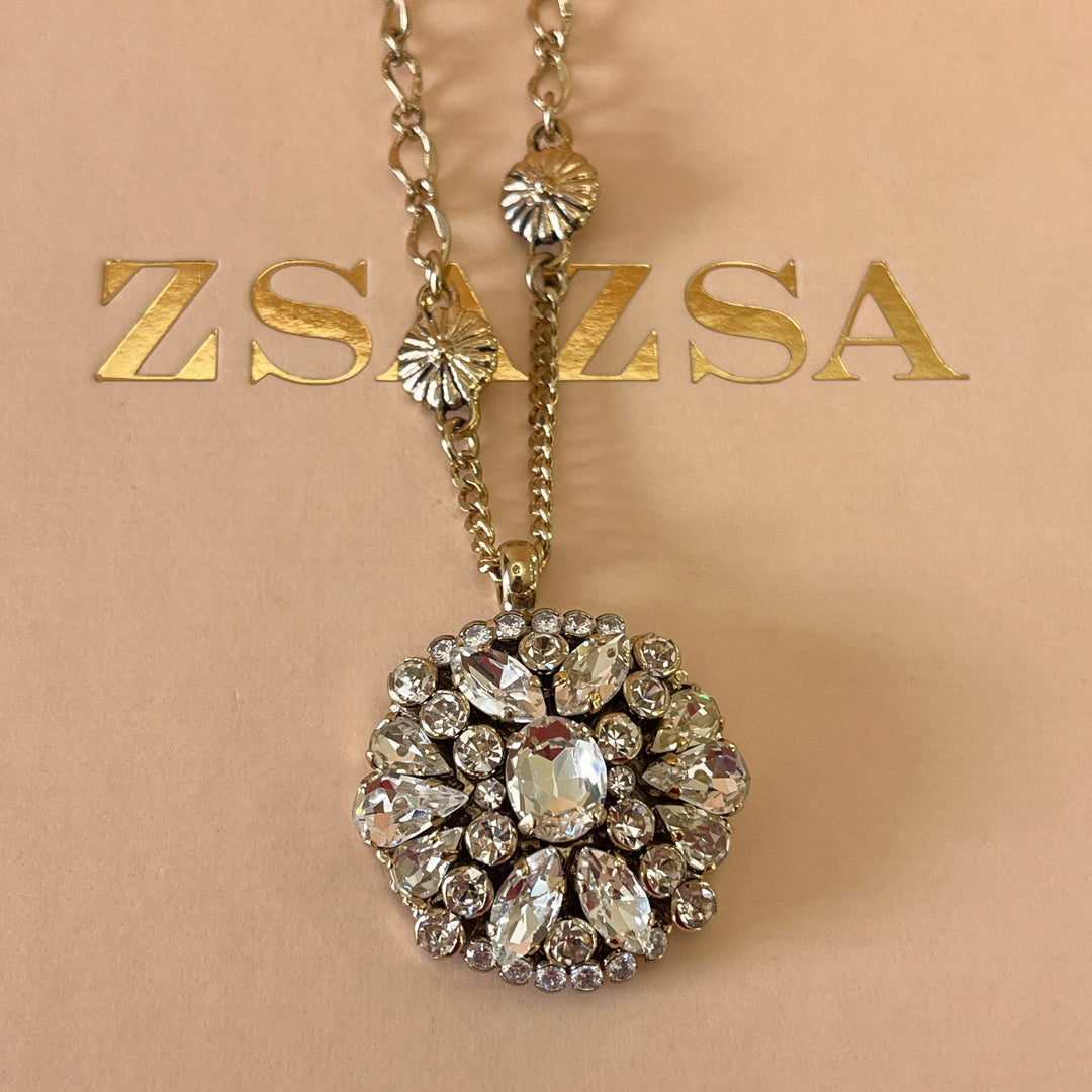 Swarovski crystals mix of shapes gold plated pendant