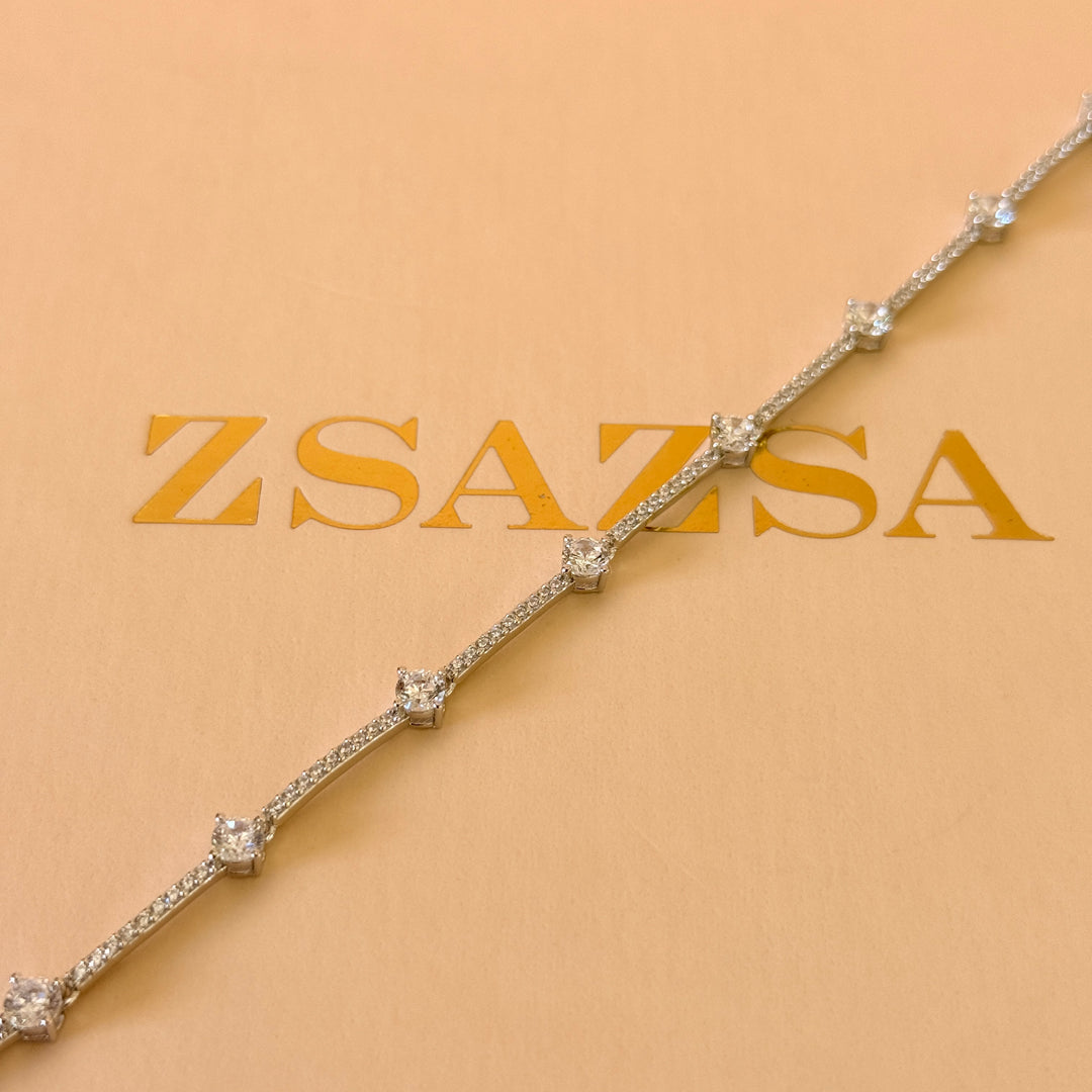 Dainty zircone sterling silver bracelet