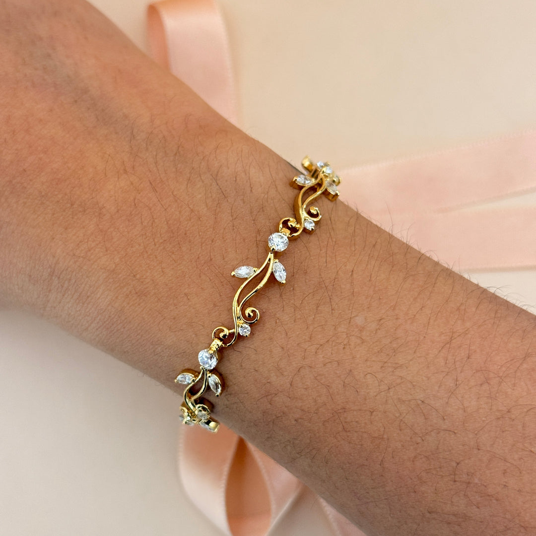 Marquise zircone gold plated earrings and bracelet