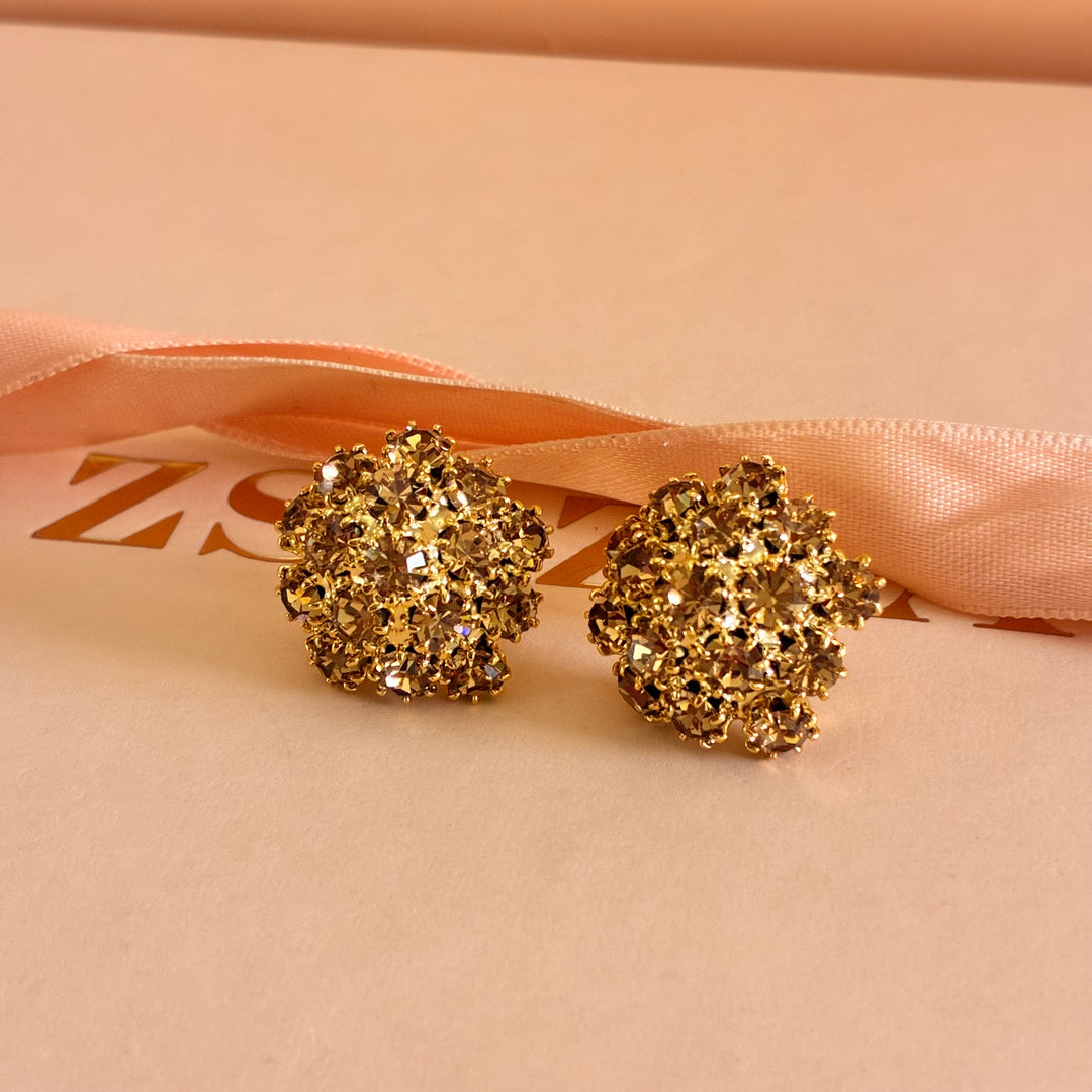 Flower bronze Swarovski crystals set