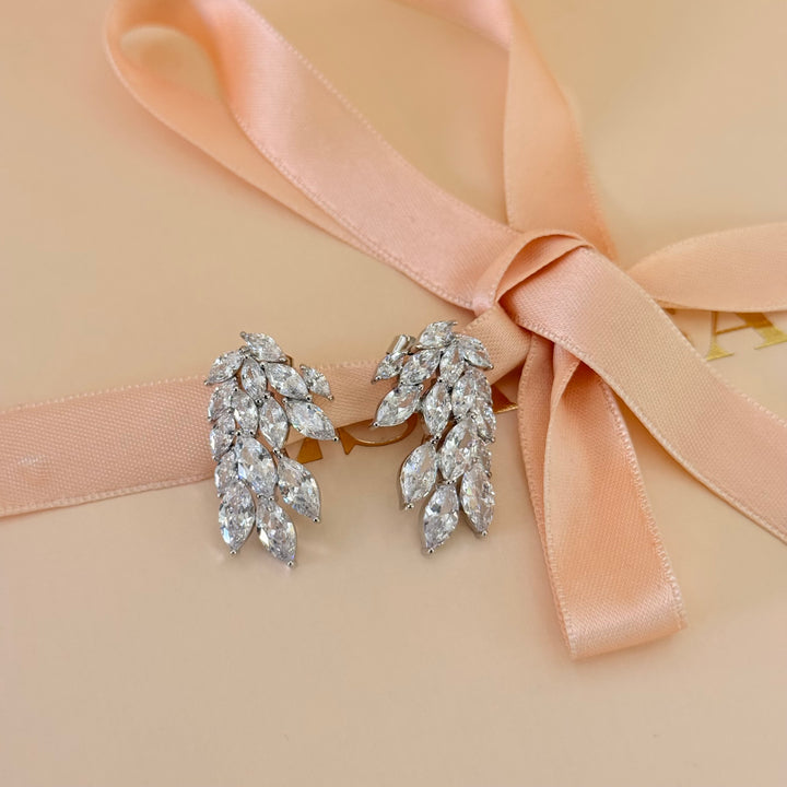 Chunky marquise zircone silver earrings