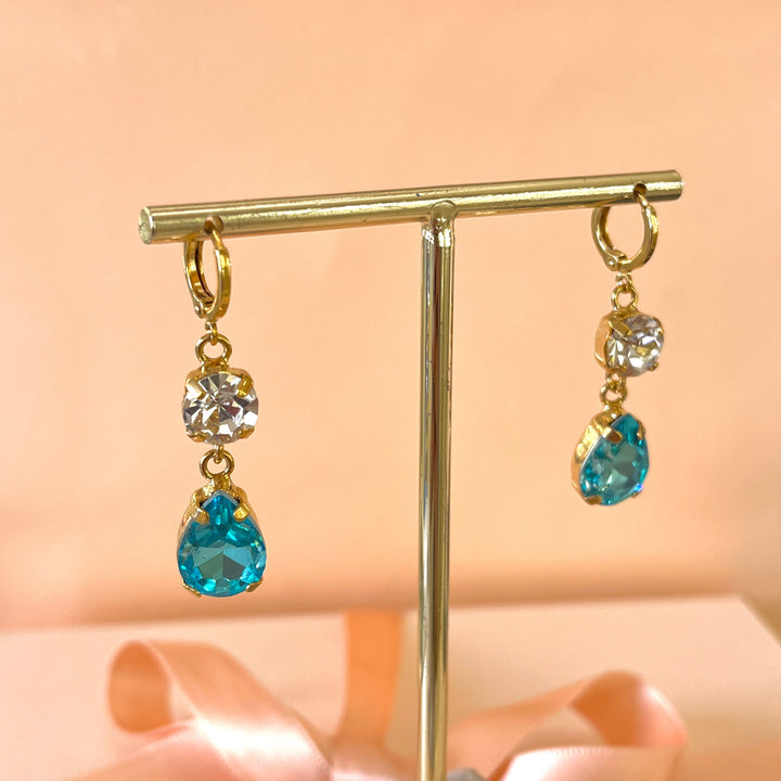 Turquoise Swarovski crystals hooks