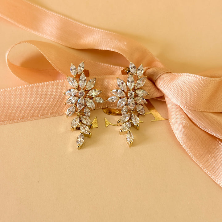 Marquise zircone gold plated earrings and bracelet