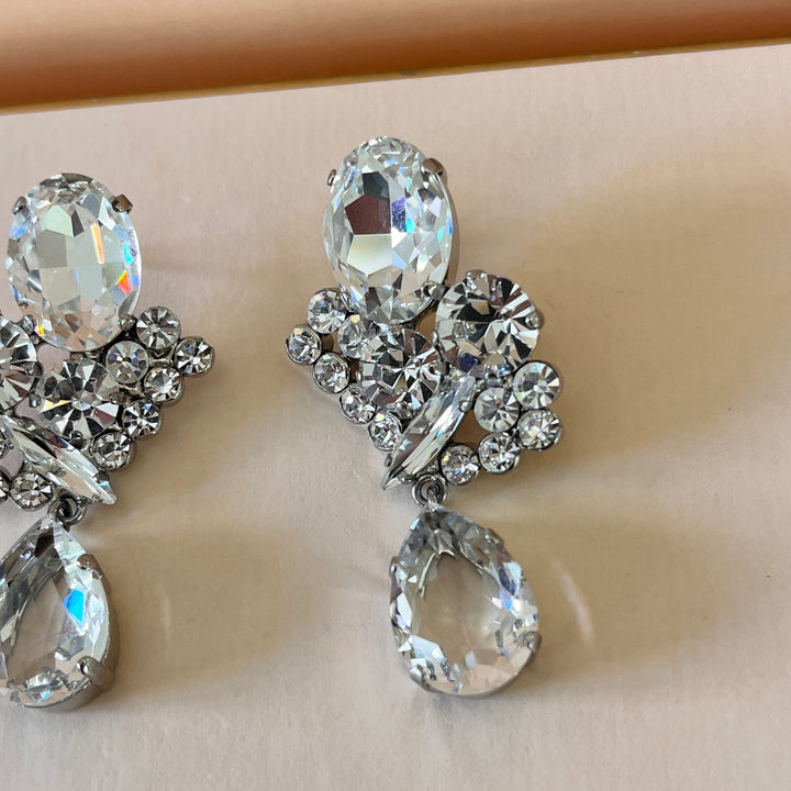Swarovski crystals mix of shapes white gold plated earrings