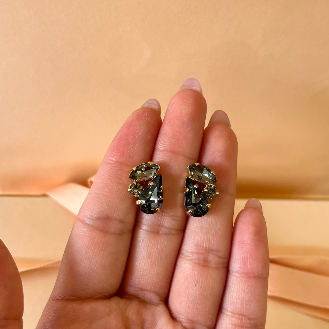 Multishape grey preciosa crystals studs