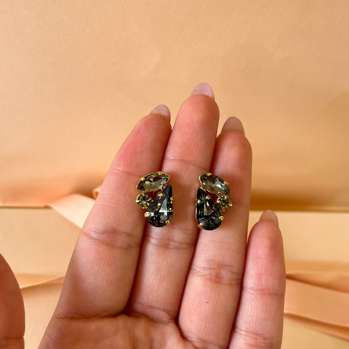 Multishape grey preciosa crystals studs