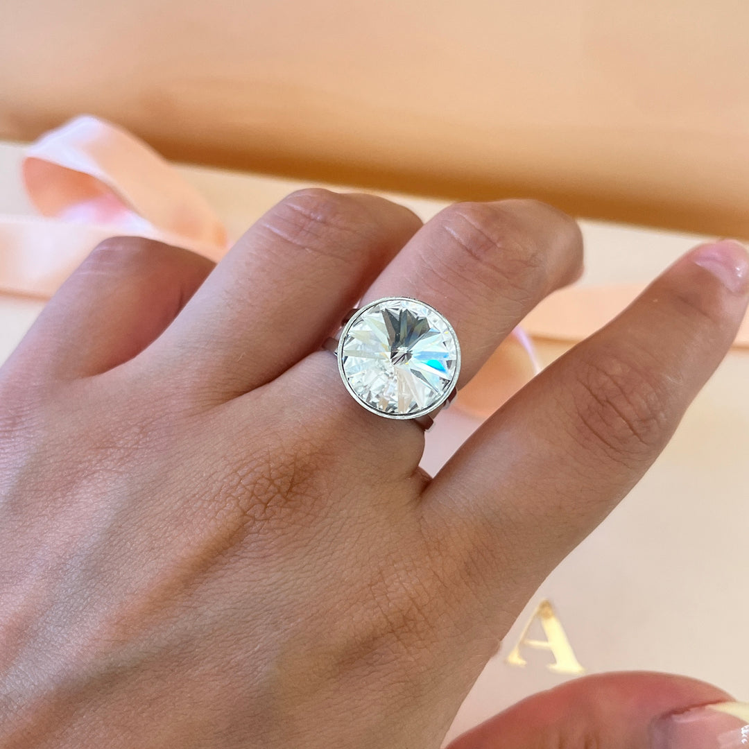 Swarovski crystals white gold plated earrings and ring