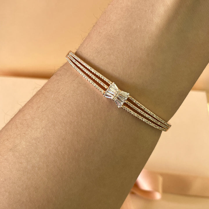 Baguette zircone rose gold plated bangle