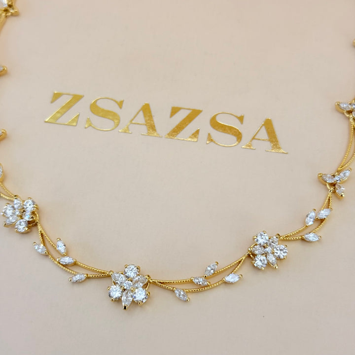 Flower zircone gold plated set