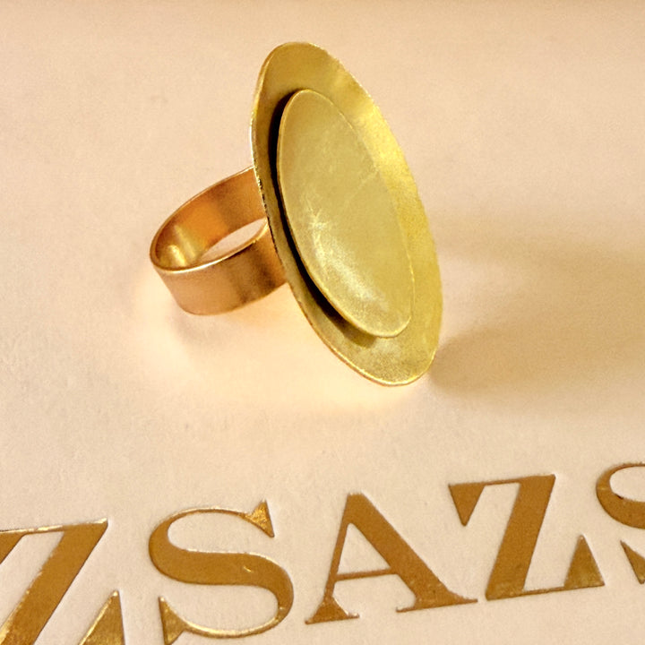 Handmade Double Oval Ring | Gold Plated | ZsaZsa