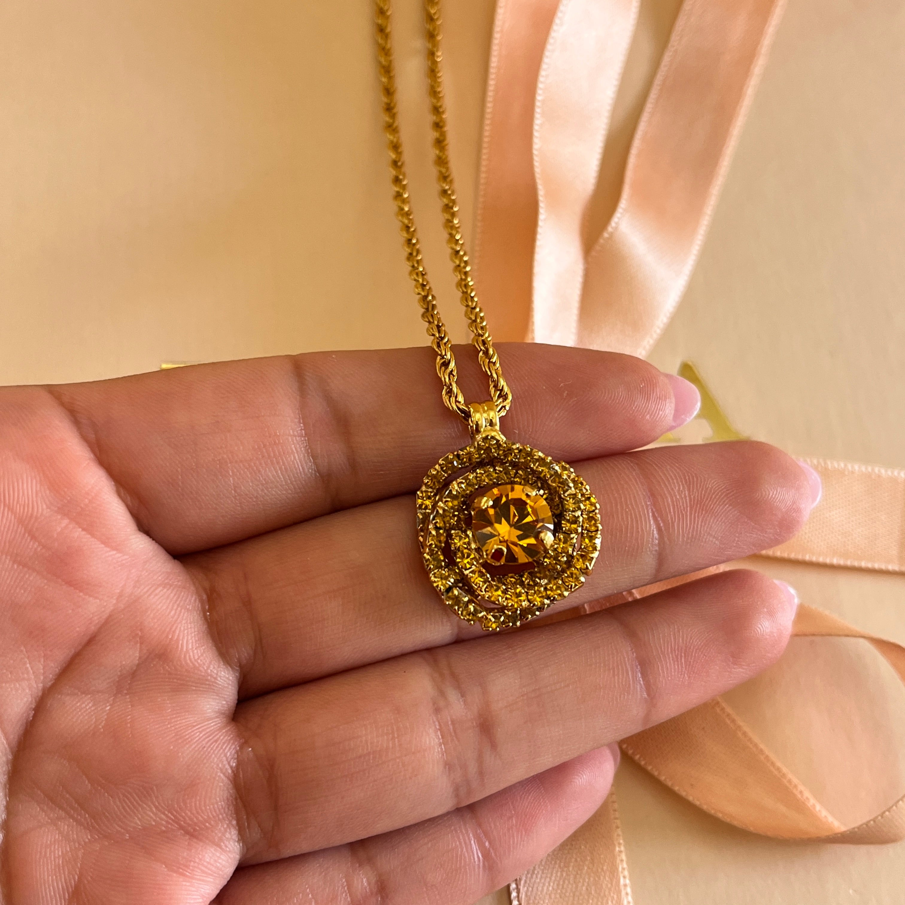 Topaz Swarovski crystals pendant