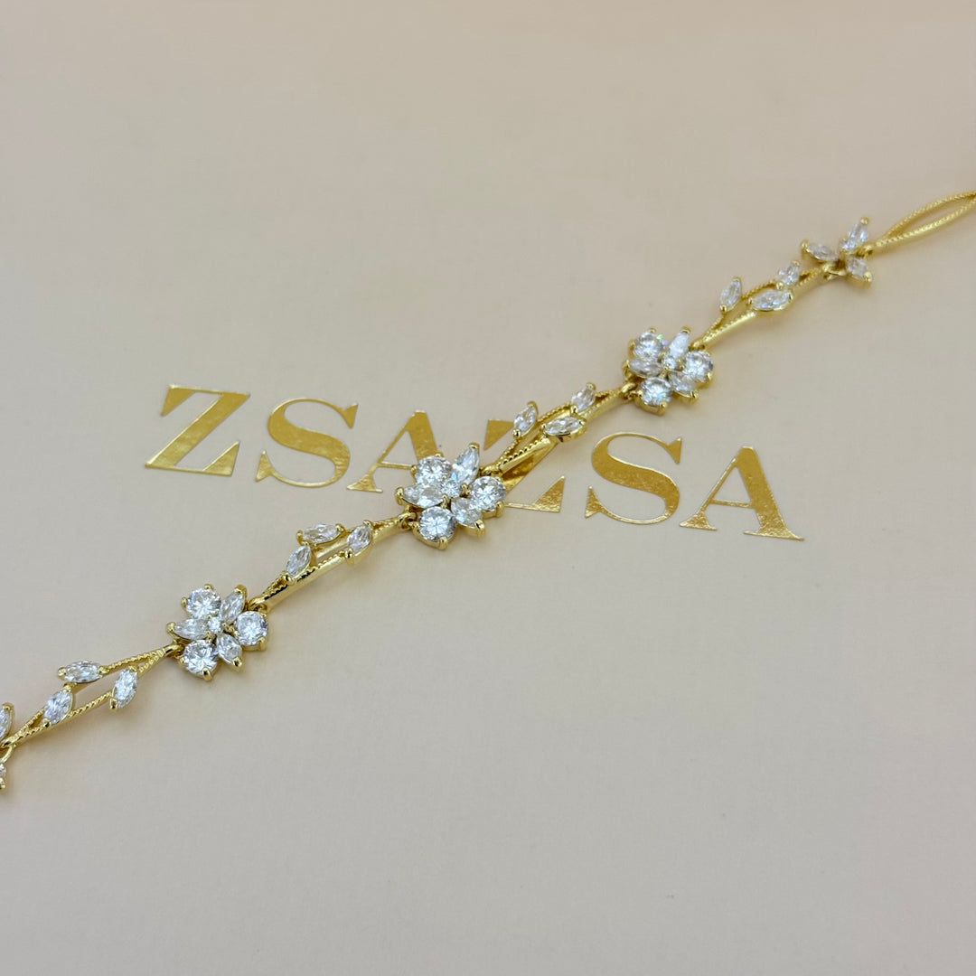 Flower zircone gold plated set