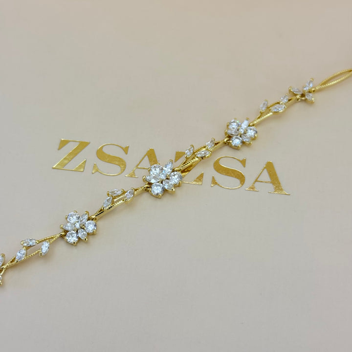 Flower zircone gold plated set