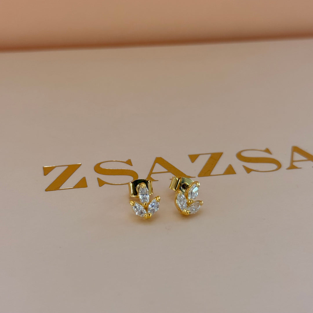 Dainty marquise zircone gold plated studs
