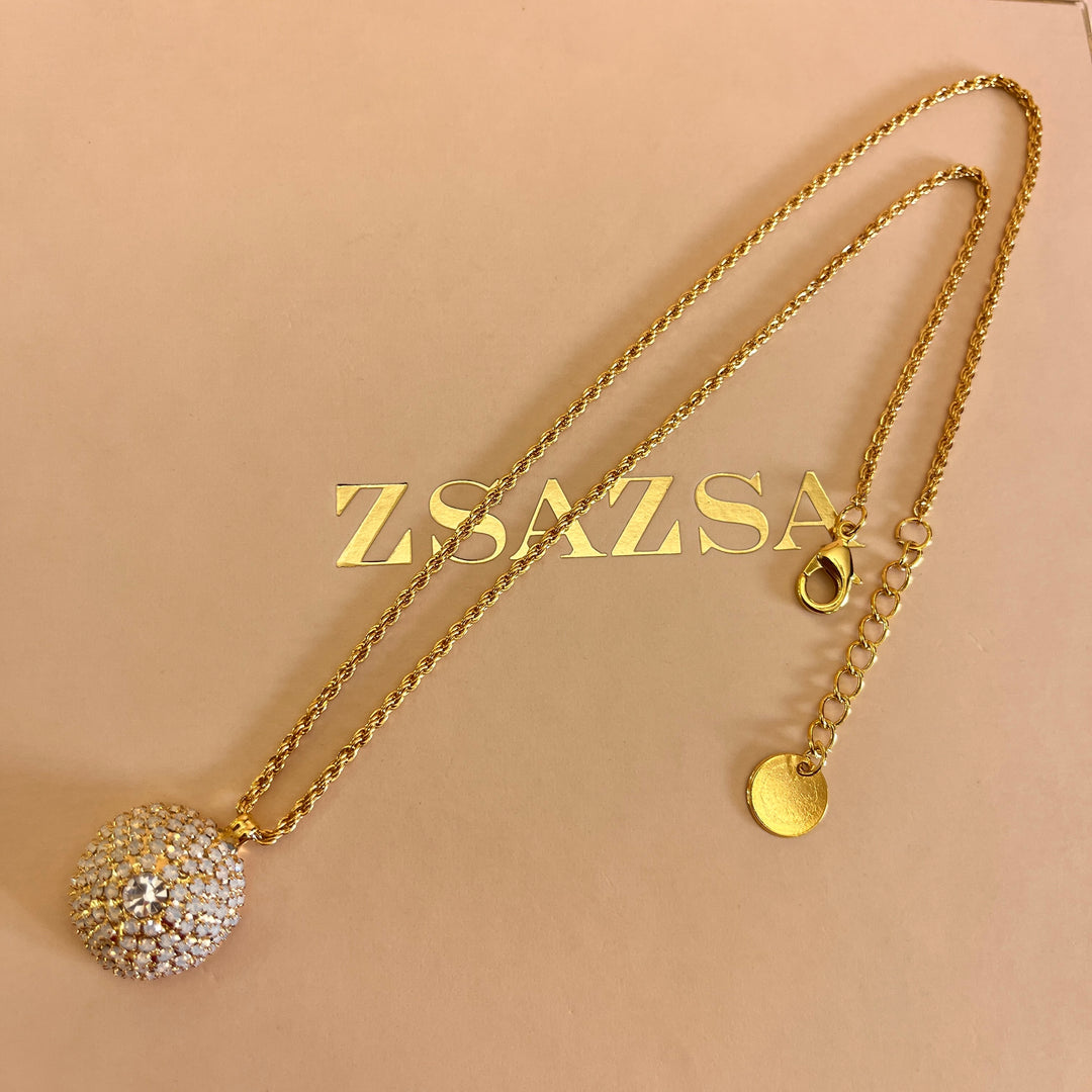 White Swarovski crystals necklace