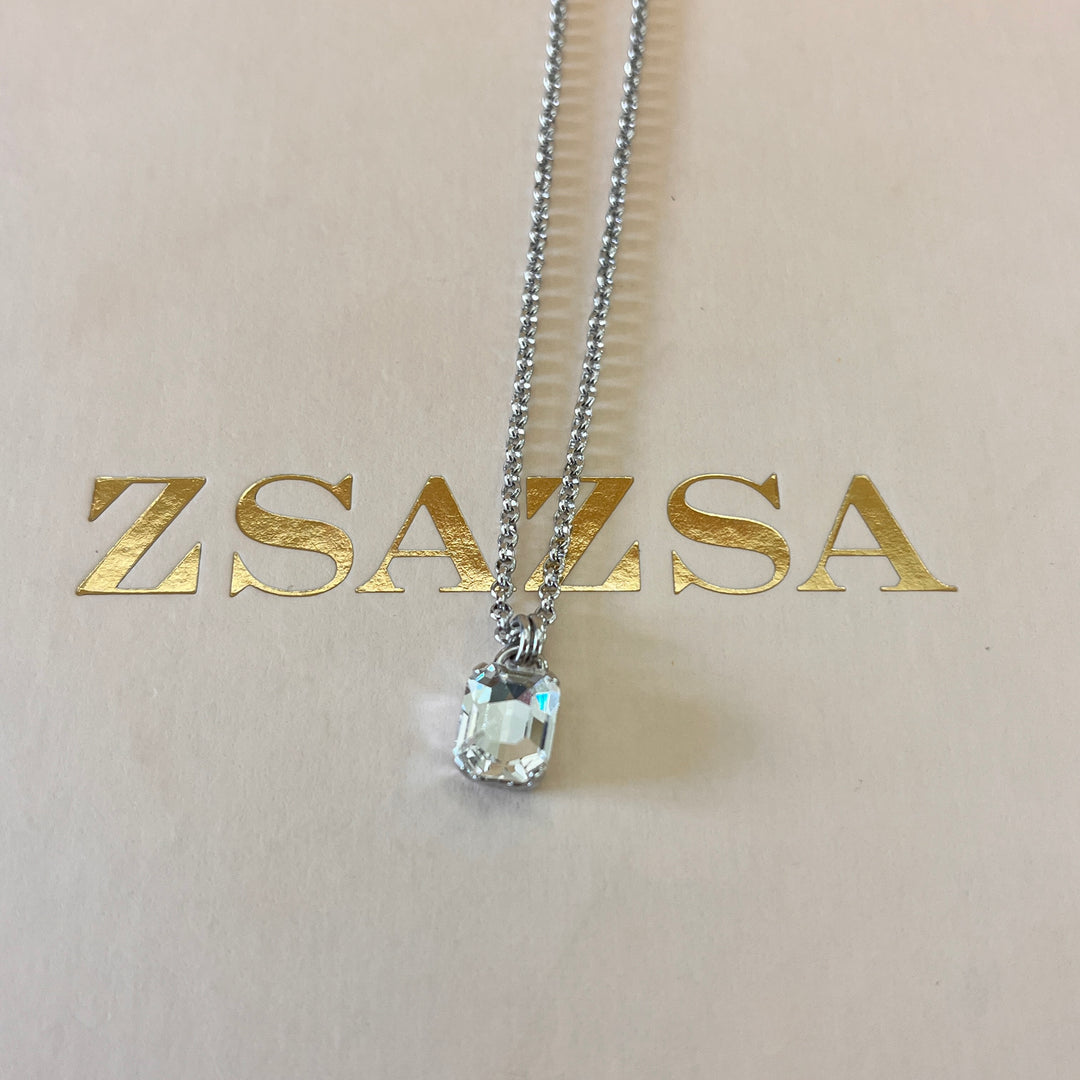 Swarovski crystals rectangular white gold plated pendant