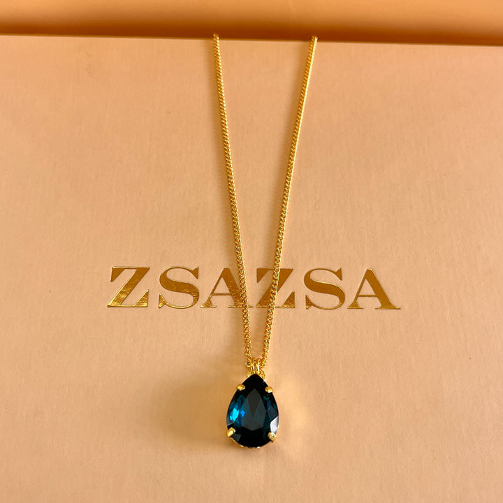 Dark verdemar teardrop Swarovski crystals pendant