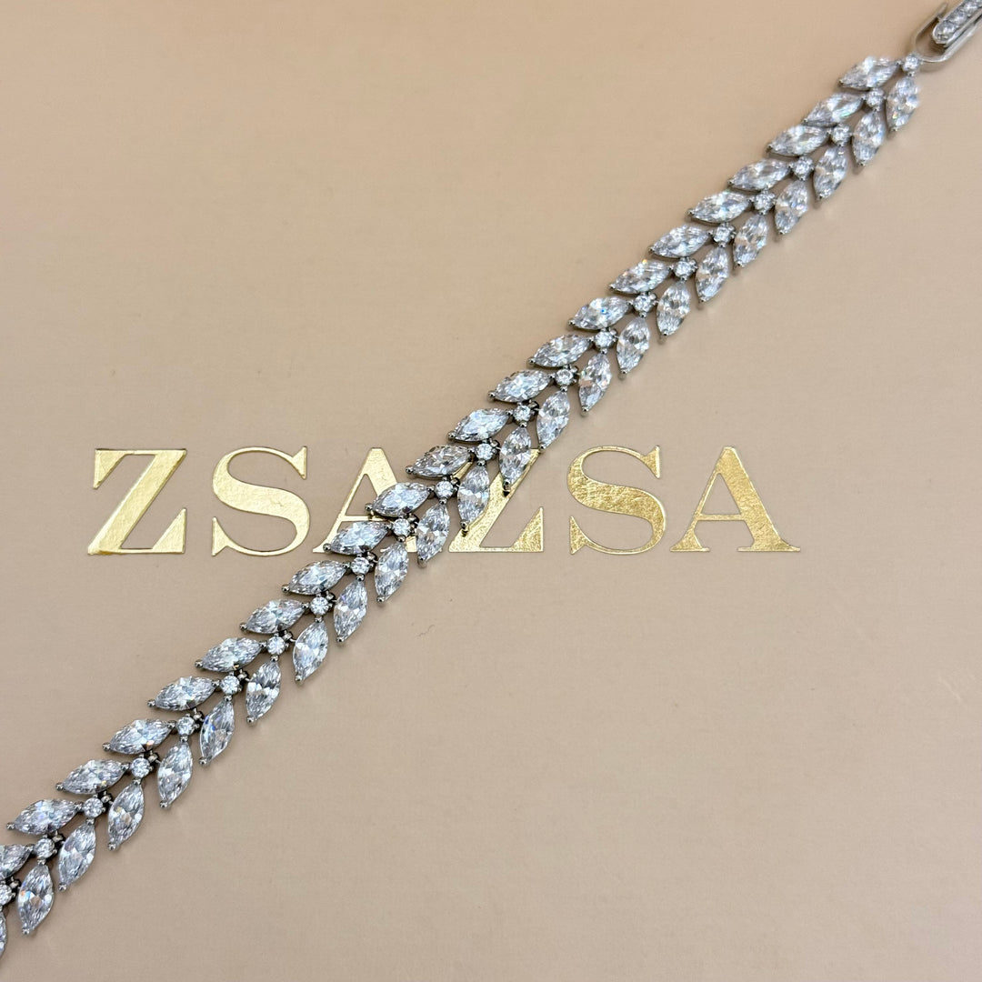 Marquise zircone silver earrings and bracelet