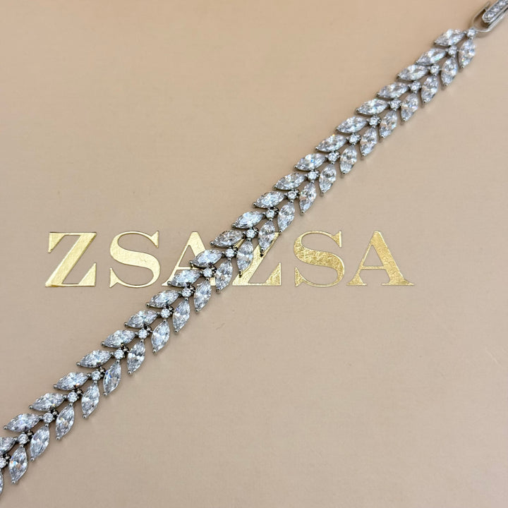 Marquise zircone silver earrings and bracelet