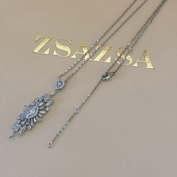 Mixed shapes zircone silver pendant