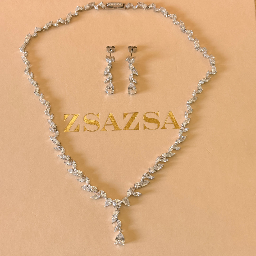 Marquise and teardrop zircone silver set