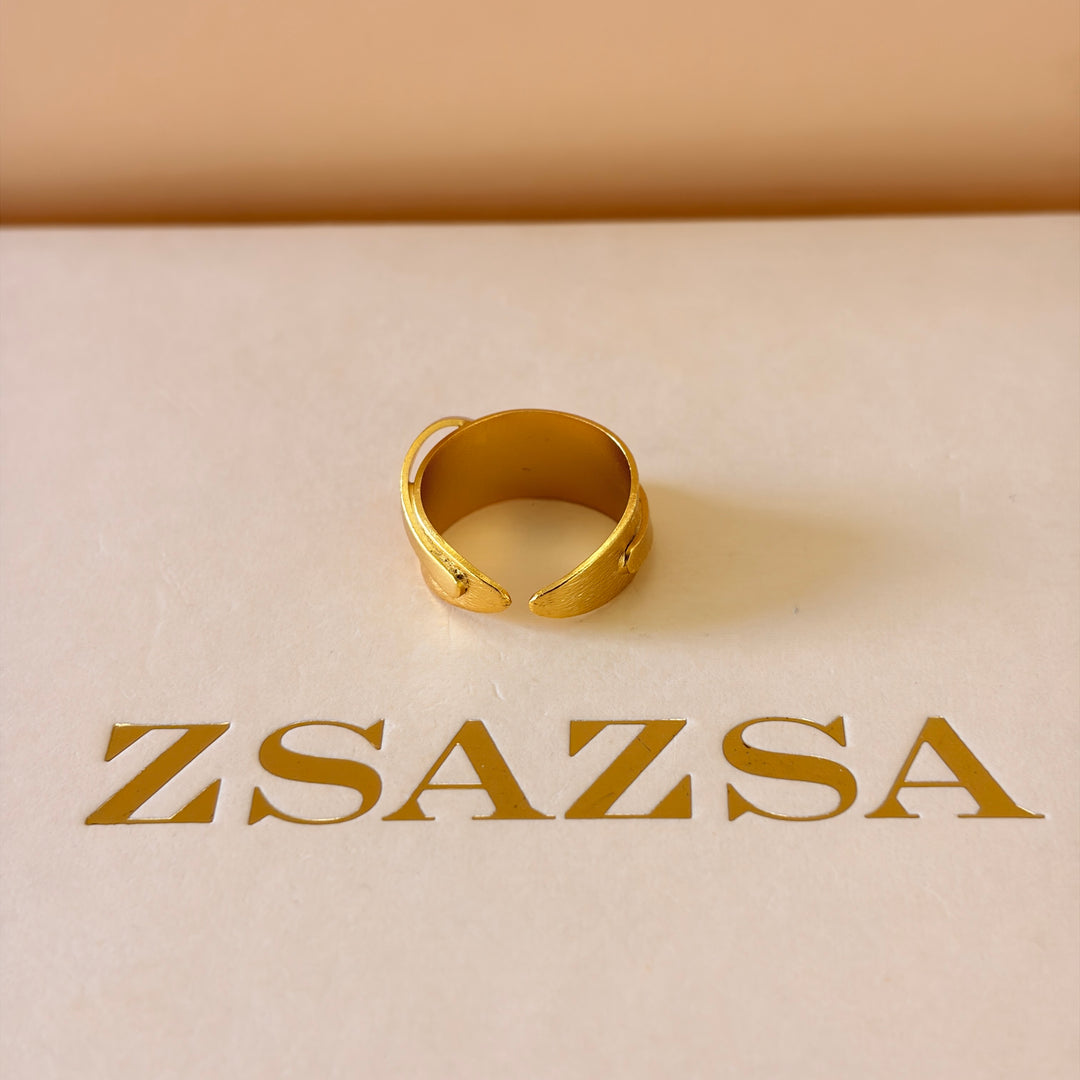 Handmade Plain ring with a Curve Gold Ring | Gold Plated | ZsaZsa